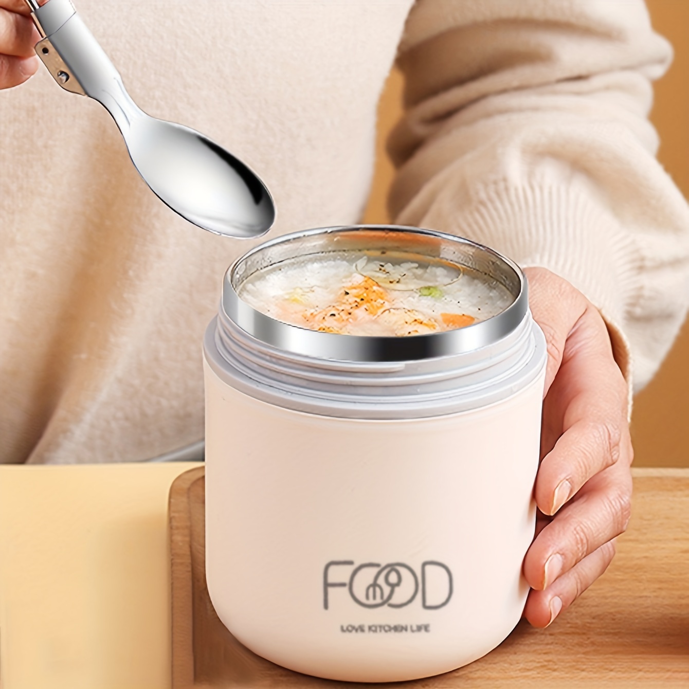 Insulated Food Jar Stainless Steel Cylindrical Lunch - Temu Italy