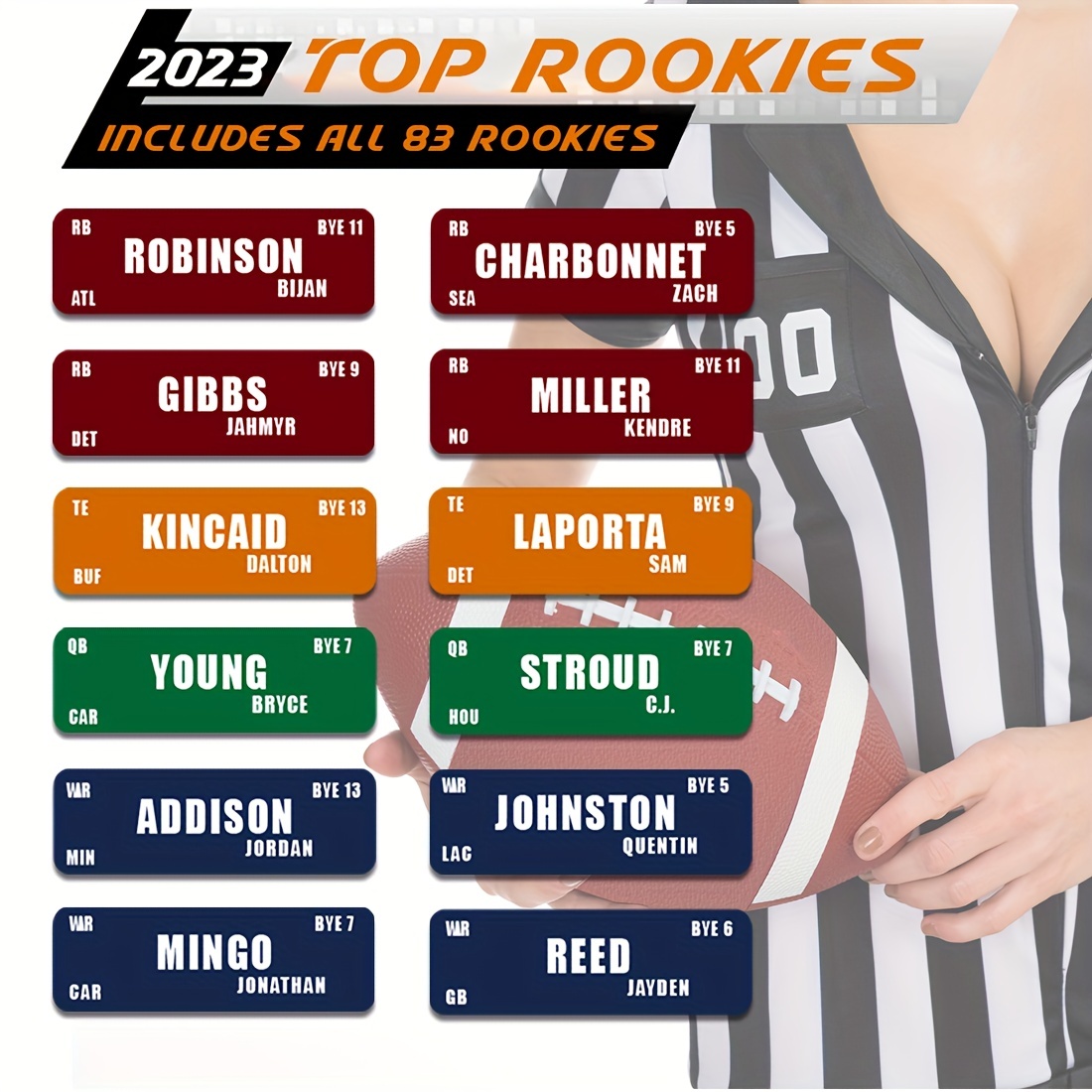 : Next-Level Fantasy Football Draft Board Player Labels [Updated  2023-2024 Rookies] : Sports & Outdoors