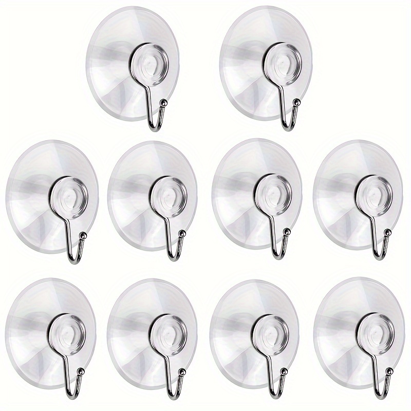 HangerSpace Suction Cup Hooks, 1.77 Inches Clear PVC Suction Cups with  Metal Hooks Removable Small Suction Cups for Kitchen Bathroom Shower Wall