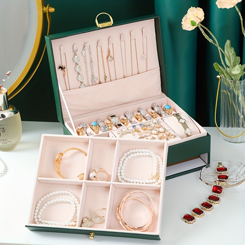 Pu Jewelry Box Necklace Hook Earrings Ring Bracelet Storage - Temu Canada