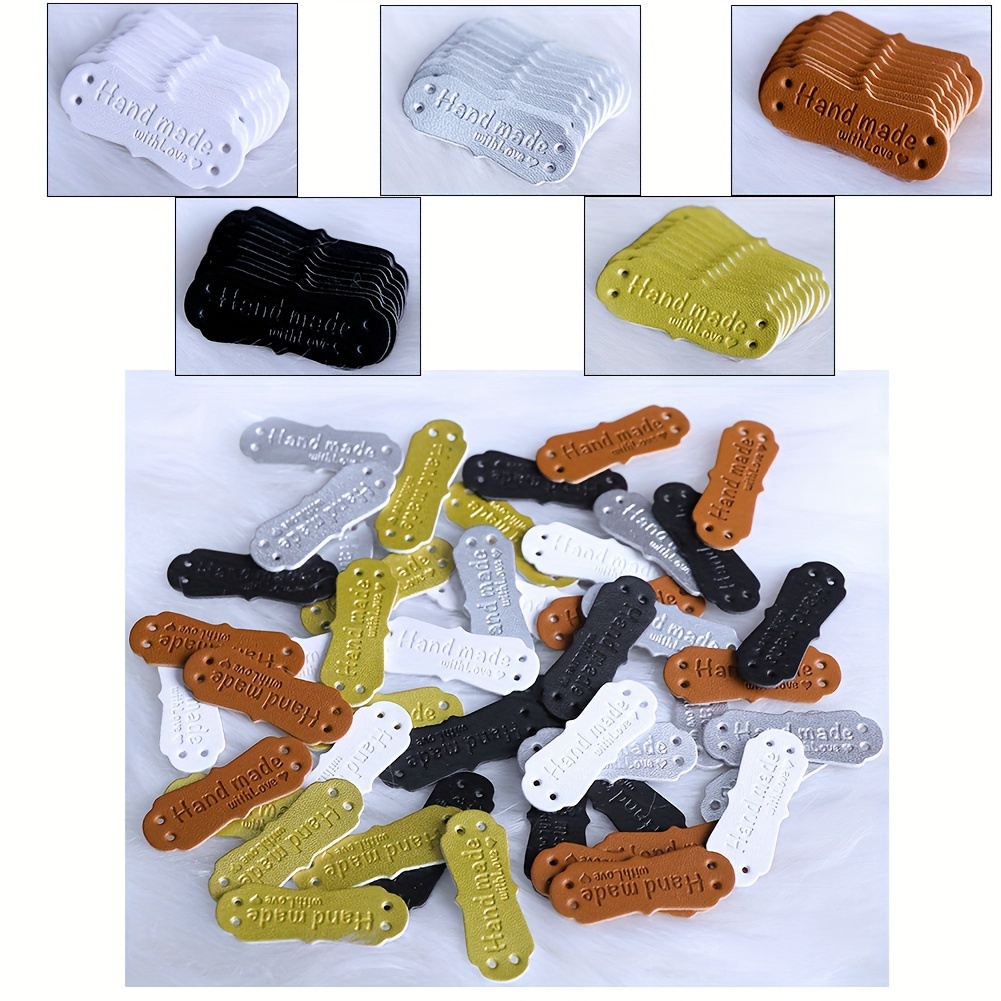 30pcs Handmade Tags Leather Tags Label for Crafts Sewing Crochet Knitting  Hats 