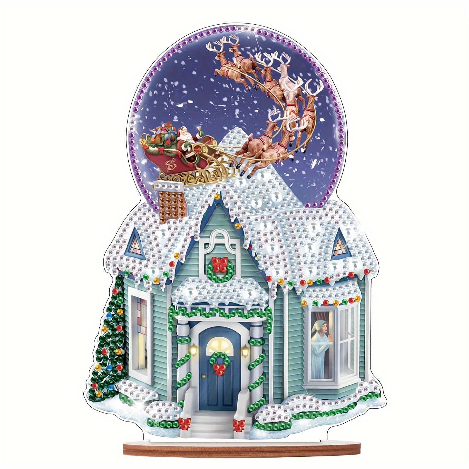 

Diamond Painting Christmas House Desktop Ornaments Diy Artificial Diamond Art Christmas Table Paint By Number Mosaic Arts Crafts Home Living Room Office Christmas Table Top Decor