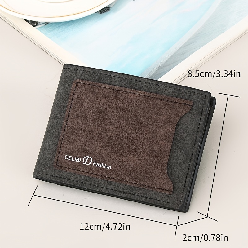 1pc つや消しコントラストカラー PU ダブルジッパー財布、ミニマリスト未来的な多機能財布