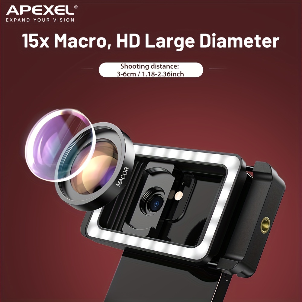 Lente Macro Para Teléfono APEXEL De Microscopio Digital Para Smartphone  Micro Cámara Con Luces De Relleno LED Filtro CPL Universal Mo