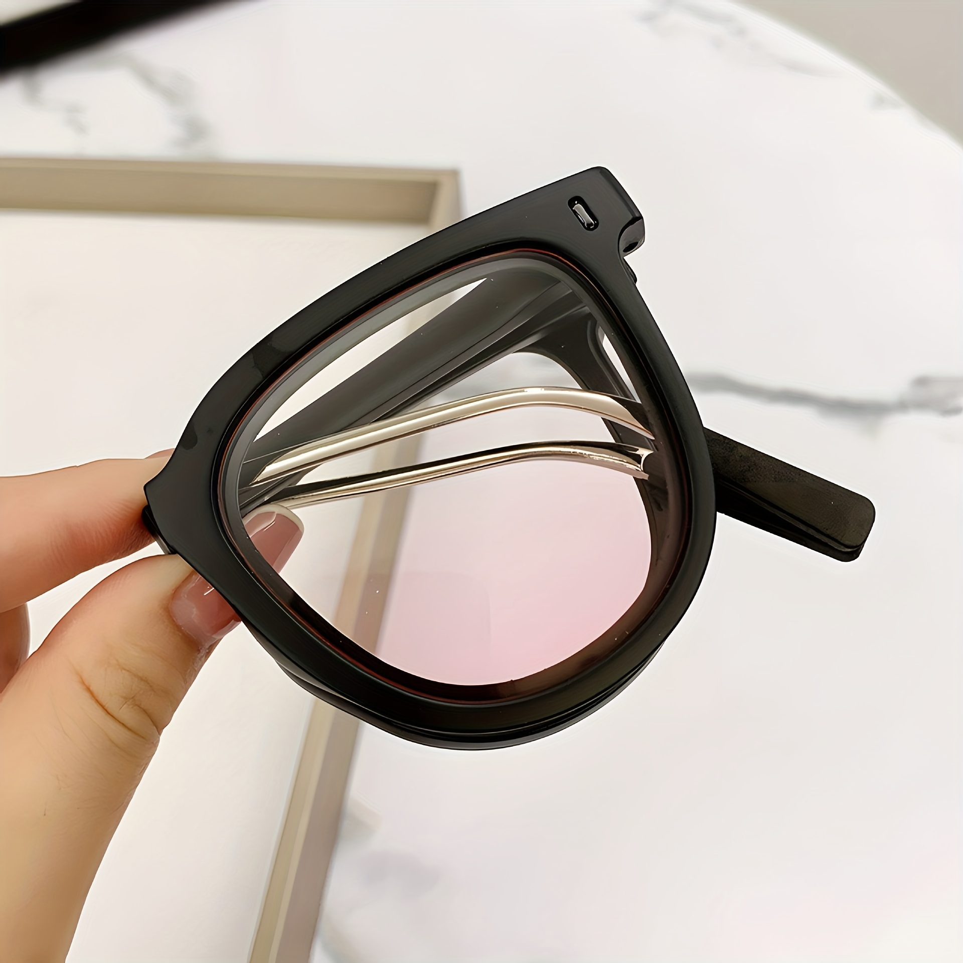 Trendy Square Polarized Sunglasses for Women Men Black Transparent