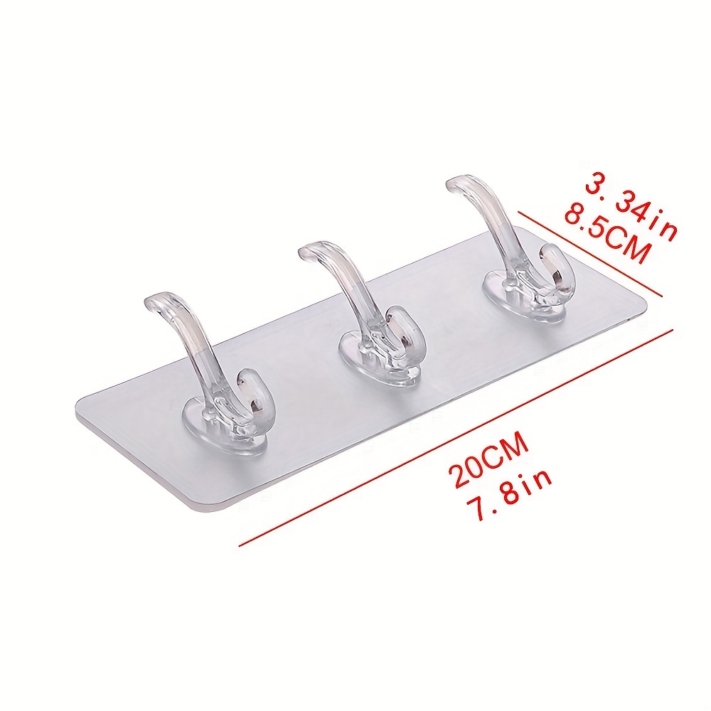 10pcs Transparent Stainless Steel Strong Self Adhesive Hooks Key Storage  Hanger For Kitchen Bathroom Door Wall Multi-Function