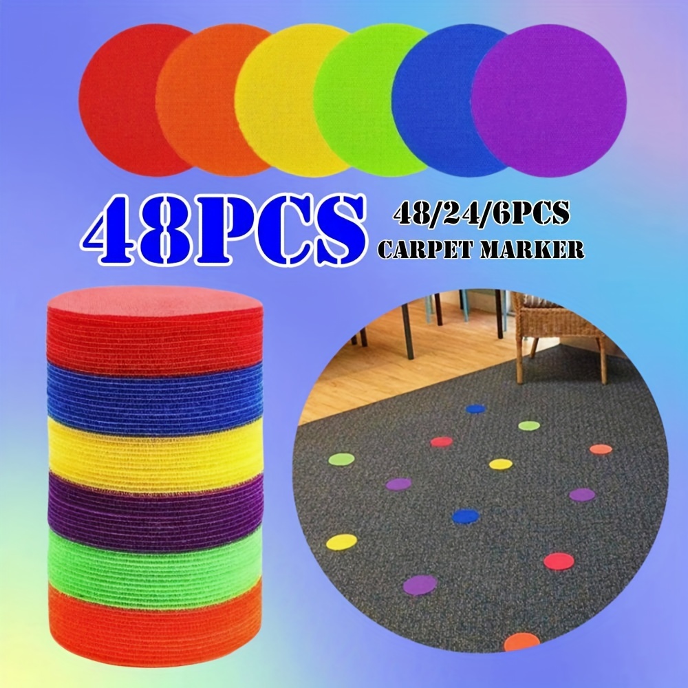 36 Pcs Nylon Carpet Floor Spots Markers, Colorful Hook and Loop Marker Dots  for Teacher Children Teaching Gaming