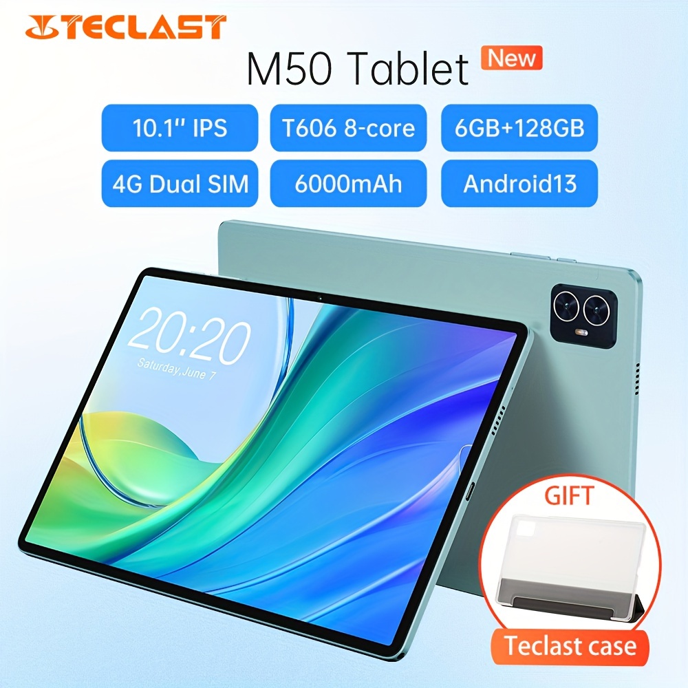Teclast M50 Tablet Unisoc T606 8-Core 6+6GB RAM 128GB ROM, 10.1 Inch TDDI  Fully Laminated Display LTE Support Dual SIM Android 13 Tablet 6000mAh  Battery , Google GMS Certified Wi-Fi Tablet ,5MP+13 MP 