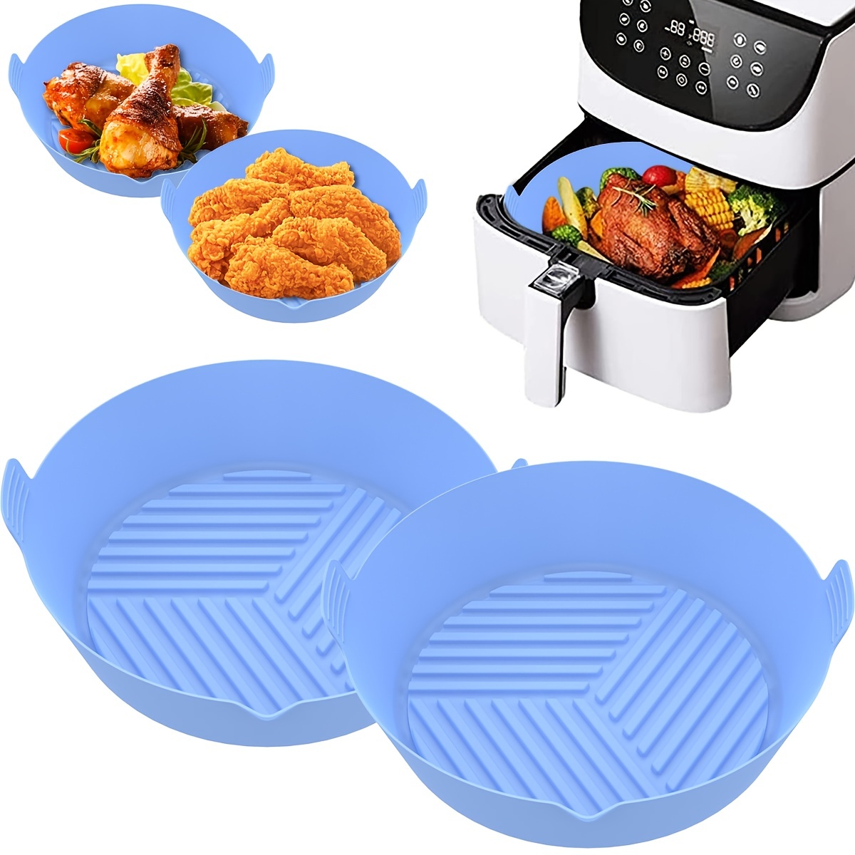 2x Air Fryer Silicone Pot Air Fryer Basket Liners Non-Stick