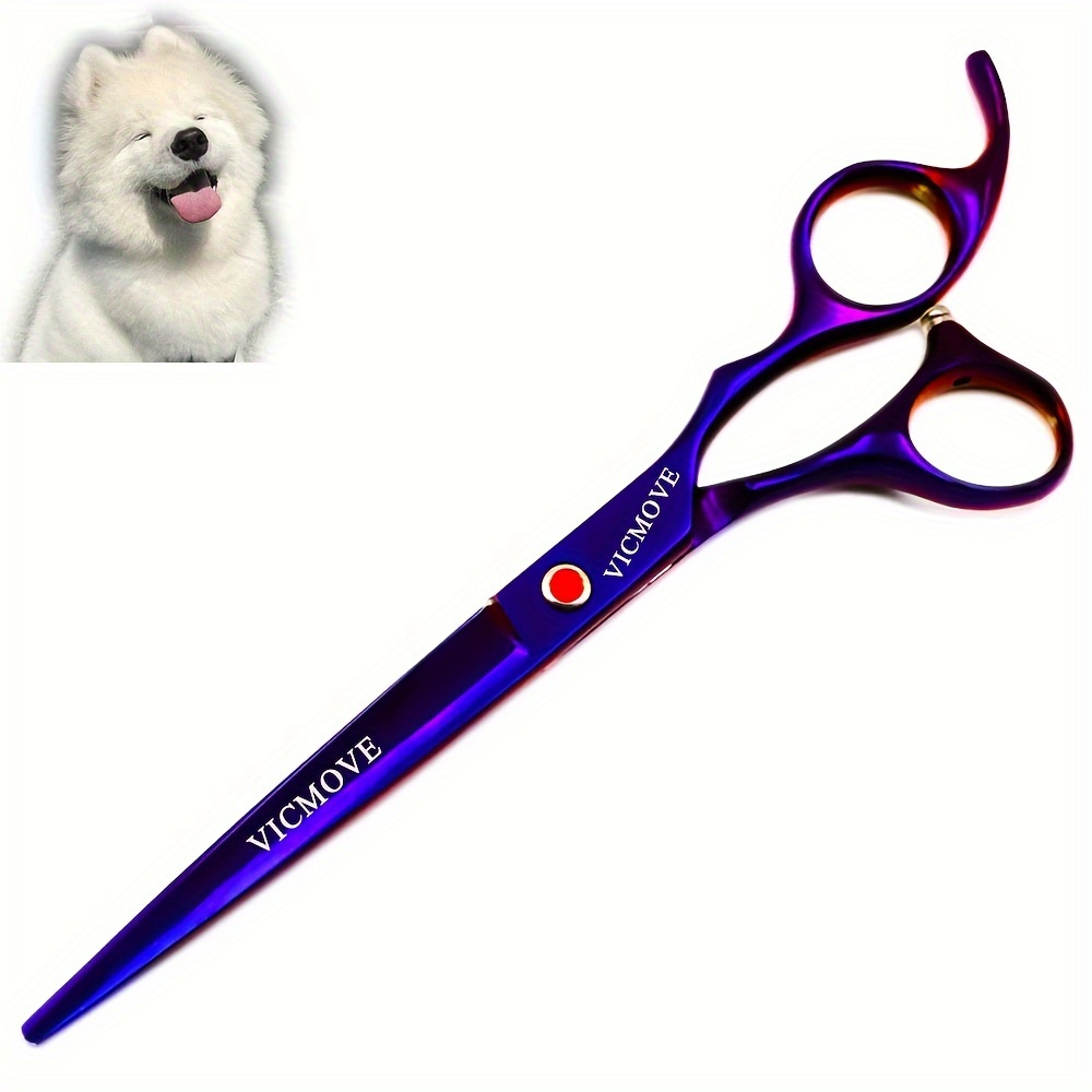 TEMU 7 Inch Pet Scissors Dogs Grooming Hair Shears Straight Cutting Shears Purple