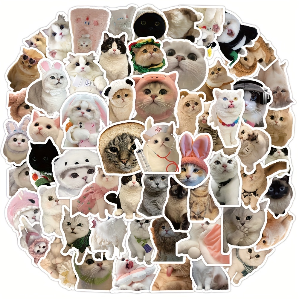 Cute Cat Stickers funny Animal Waterproof Vinyl Stickers For - Temu