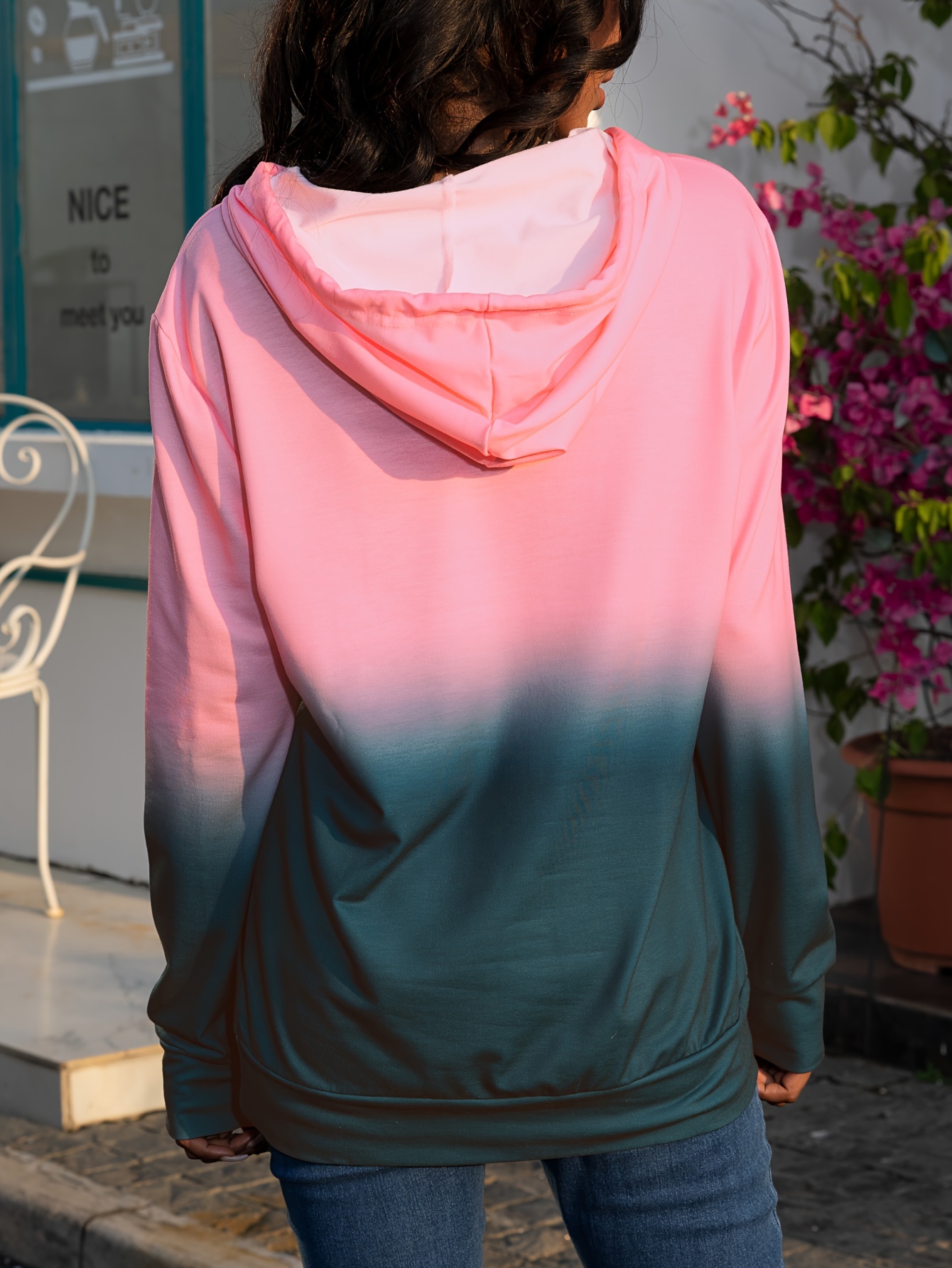 Ombre Kangaroo Pocket Hoodie Casual Long Sleeve Drawstring Temu