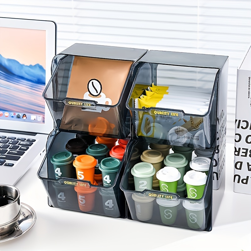 Caja para té con 6 compartimentos – Caja para bolsas de té con tapa  abatible para proteger el contenido – Caja de plástico para guardar té e  infusiones – transparente21X14X9CM para Cocina