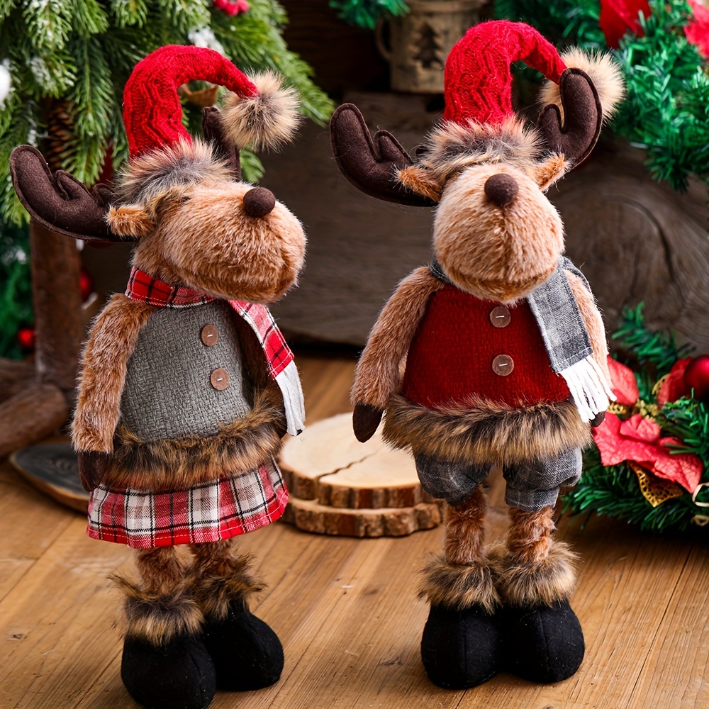 1pc Christmas Dolls Christmas Telescopic Elk Figure Decorations ...