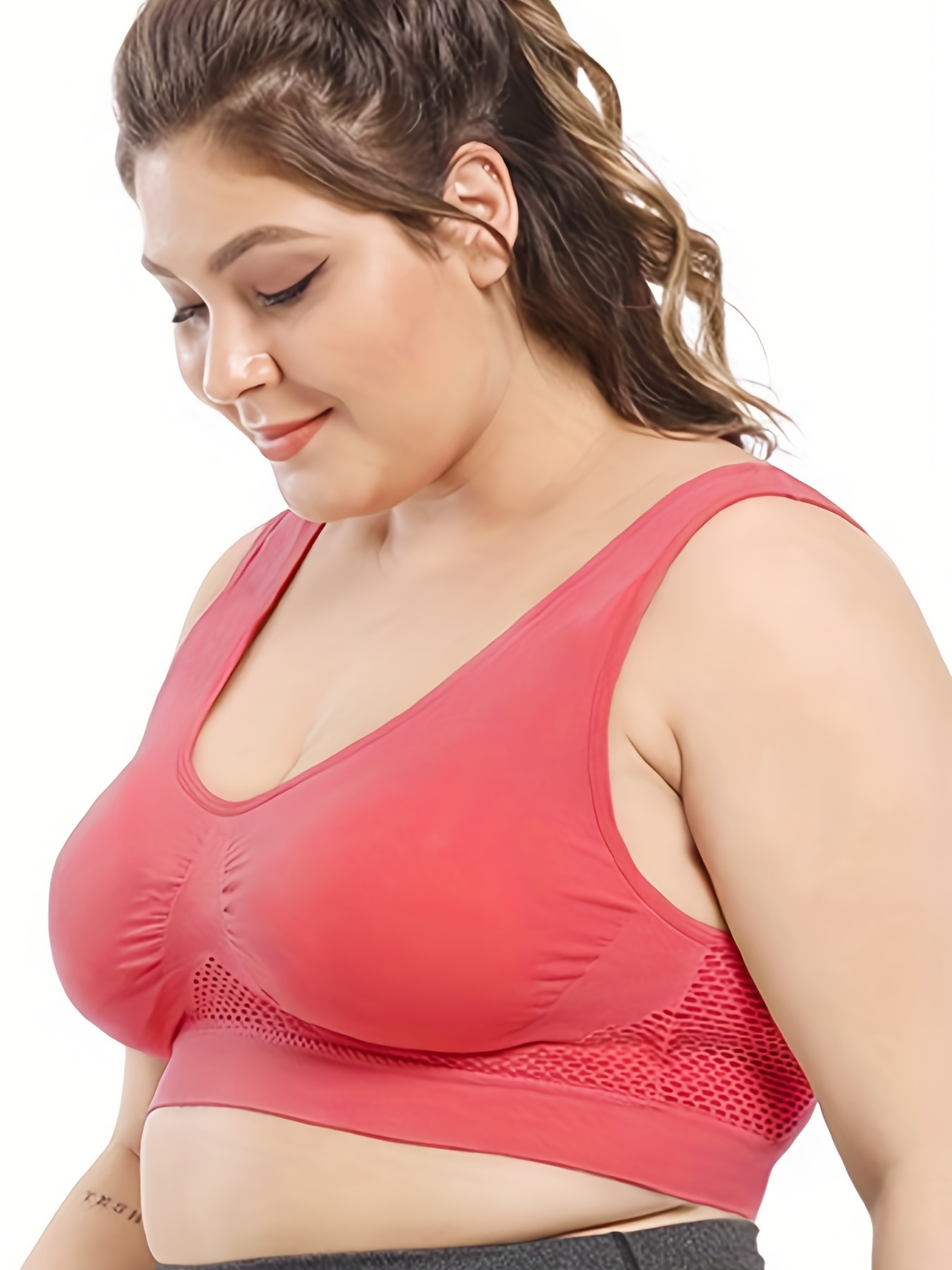 6 Pack Plus Size Sports Bra Set Women's Plus Solid Basic Yoga Bra Six Piece Set