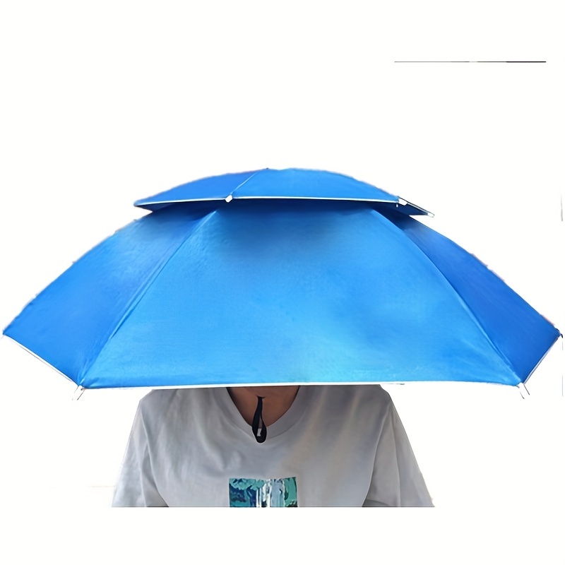 Paraguas Montado En La Cabeza, Paraguas De Pesca Con Sombrilla, Sombrero De  Sombrilla Con Protección UV Para Exteriores A Prueba De Viento De Doble Ca