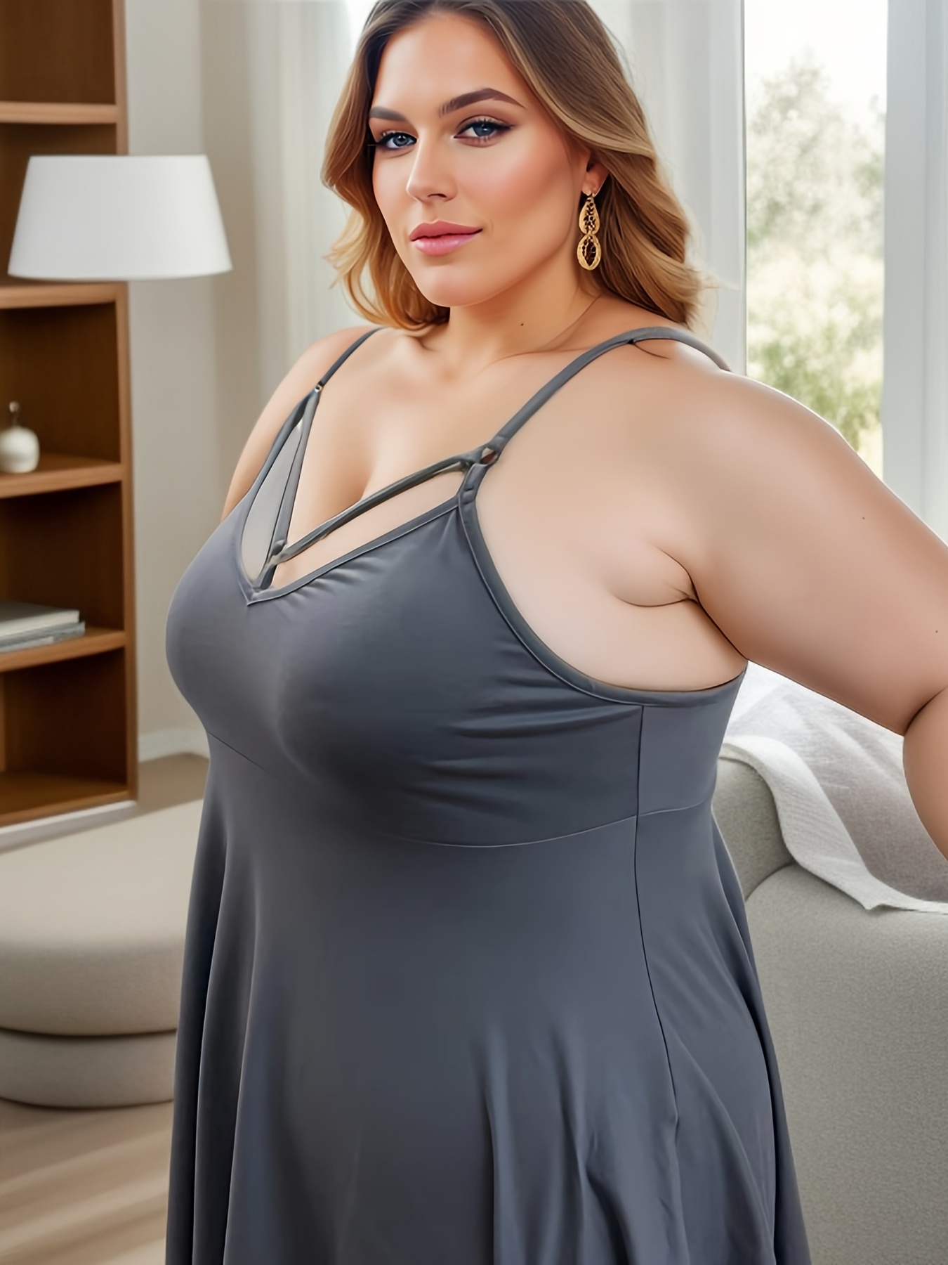 Women's Plus Size Strappy Seamless Natural Cami