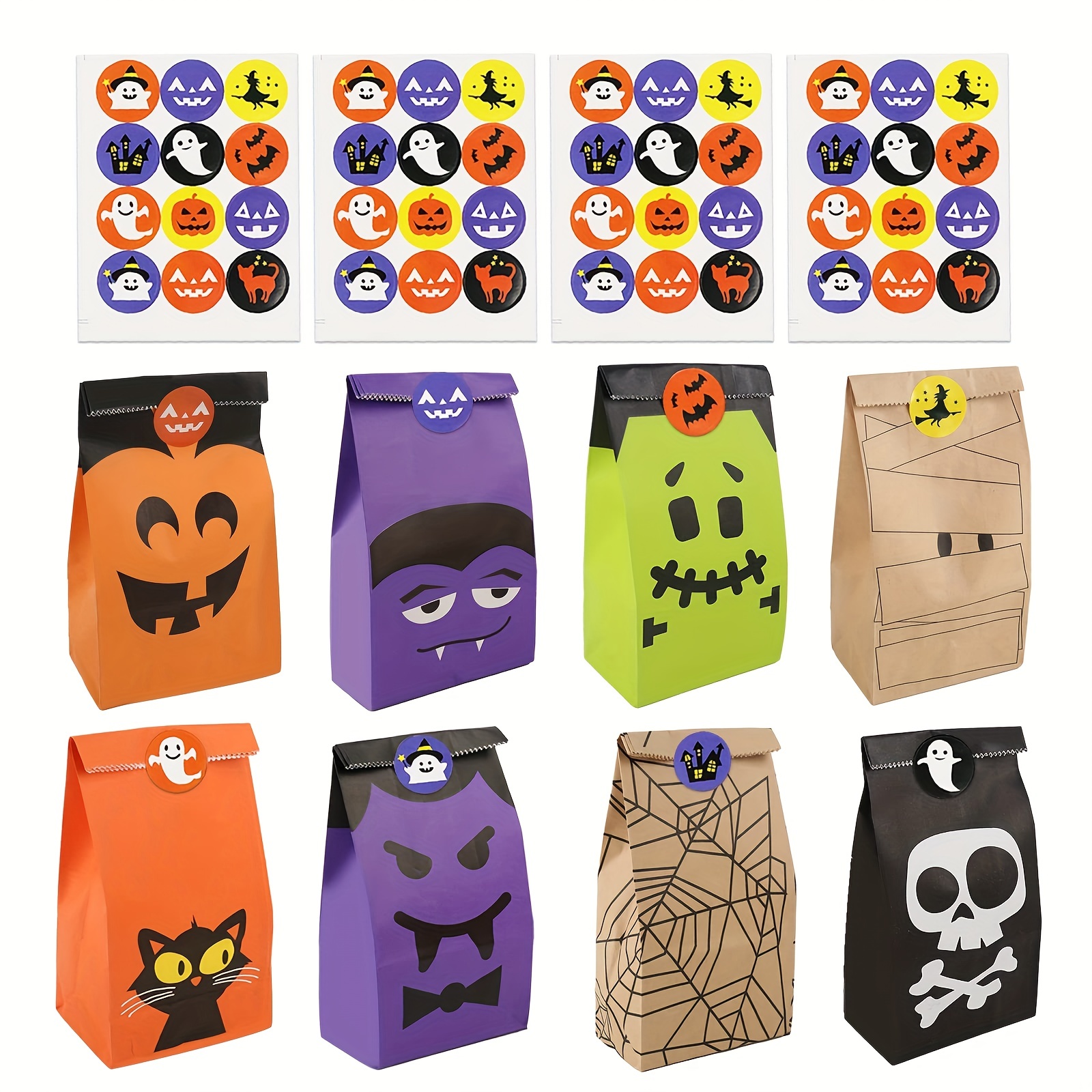 40PCS Halloween Plastic Goodie Bags Treat Bags Cartoon Spider