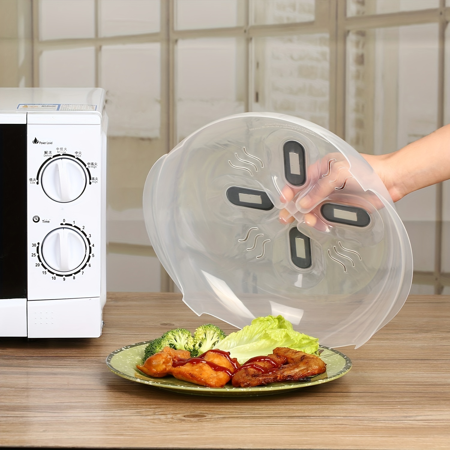 1pc,plastic Magnetic Microwave Splatter Cover, BPA-Free Anti-Splatter Guard  With Steam Vents For Clean & Organized Cooking, 12*11*3.25in, Kitchen