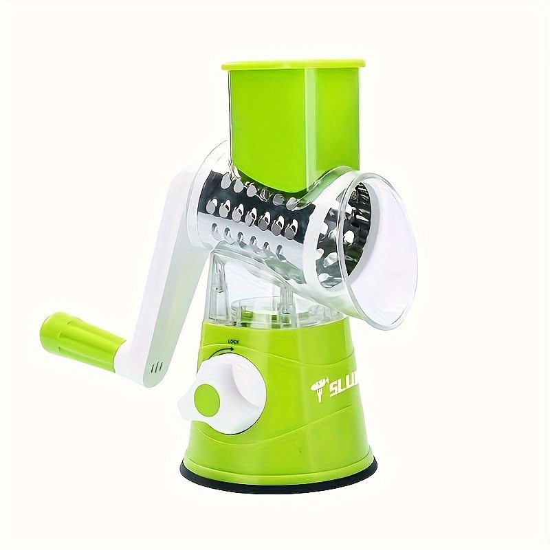 KEOUKE Manual Rotary Cheese Grater - Veggie Slicer Shredder Nuts Grinder with A Stainless Steel Peeler (Green)