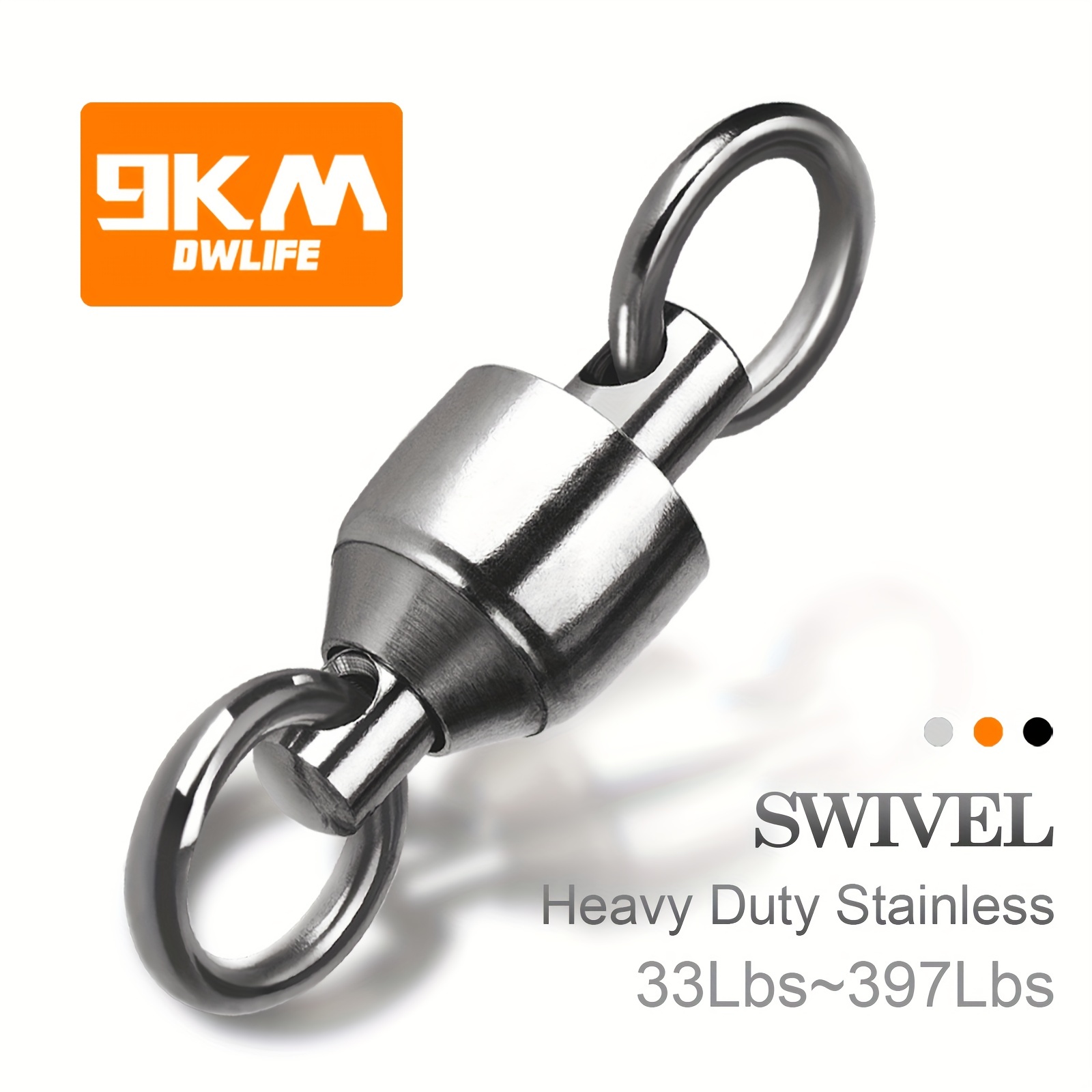 9KM DWLIFE Ball Bearing Swivels Copper Stainless Steel Solid Welded Ring Black Nickel High Strength Connector Saltwater Freshwater Fishing Tackle