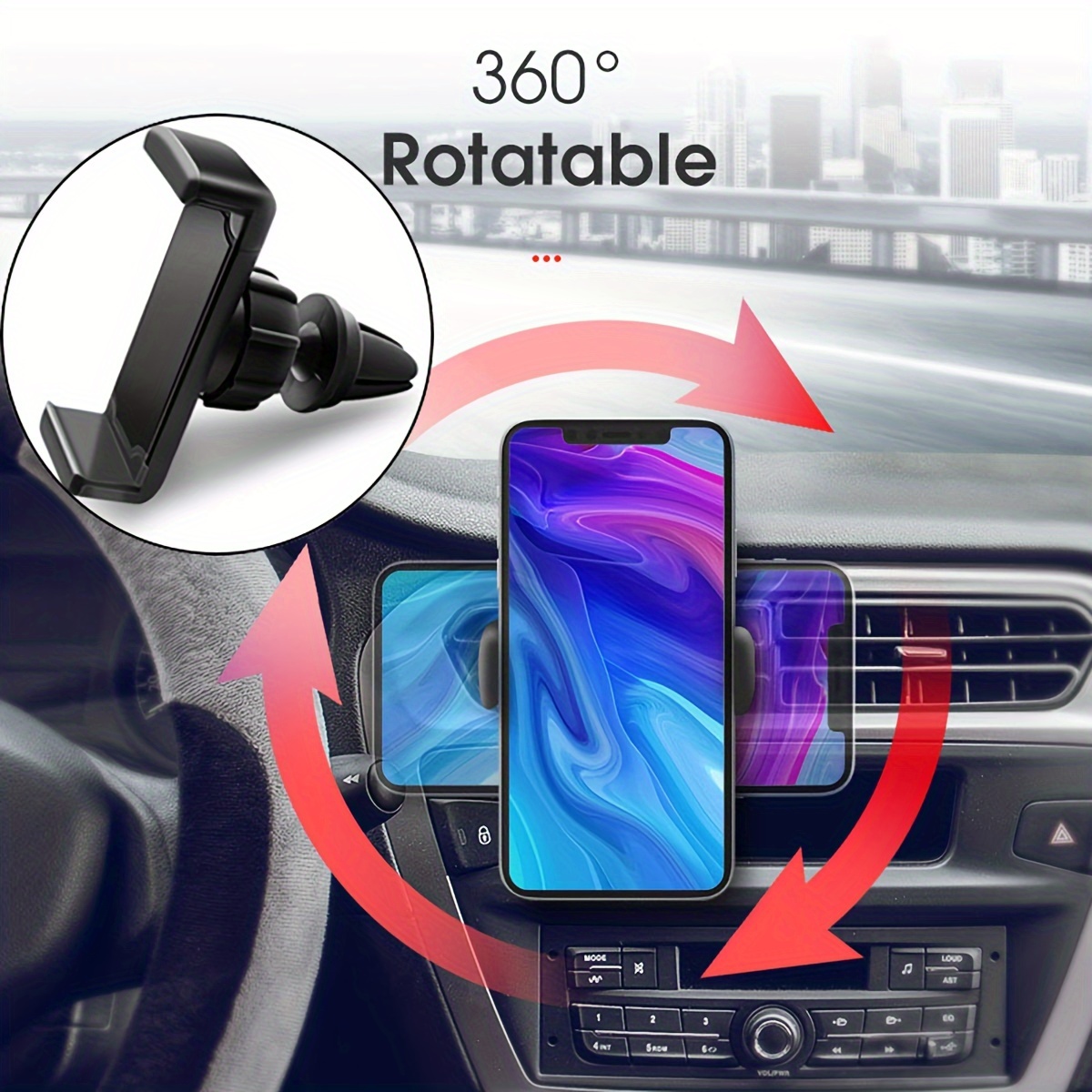 Car Mobile Phone Holder Retractable Long Rod Air Outlet Mount