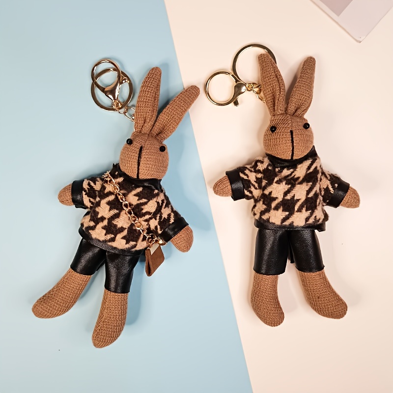 New Style School Bag Key Hanging Ornaments, Cute Bunny Plush Key Chain,  Rabbit Plush Toy School Bag Hanging Ornaments
