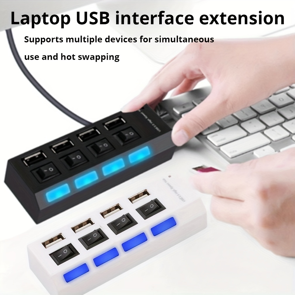 7-Port Self-Powered USB-C Hub with Individual On/Off Switches, USB 3.0  5Gbps Expansion Hub w/Power Supply, Desktop/Laptop USB-C to USB-A Hub, USB  Type