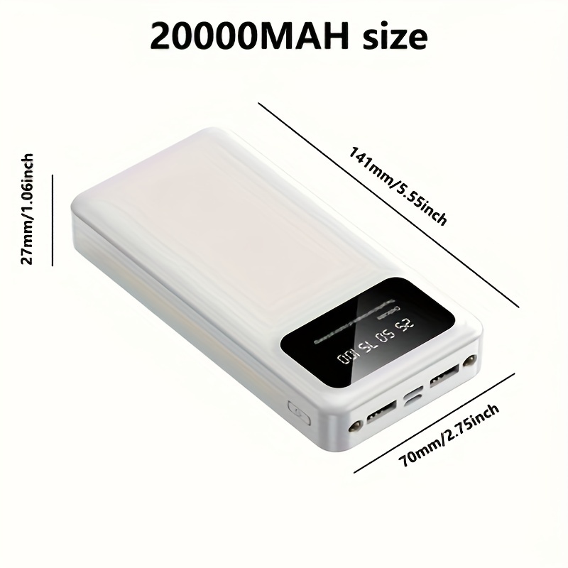 Power Bank batterie externe 20 000 mAh - Compatible Apple et Android