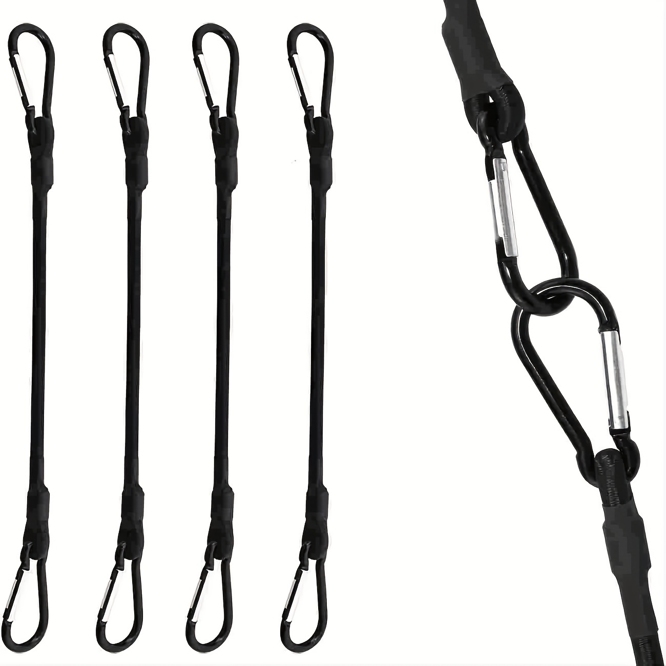 Mini Bungee Cords- 10 Pack of 1/4 (6mm) x 12 Black Bungy Cord