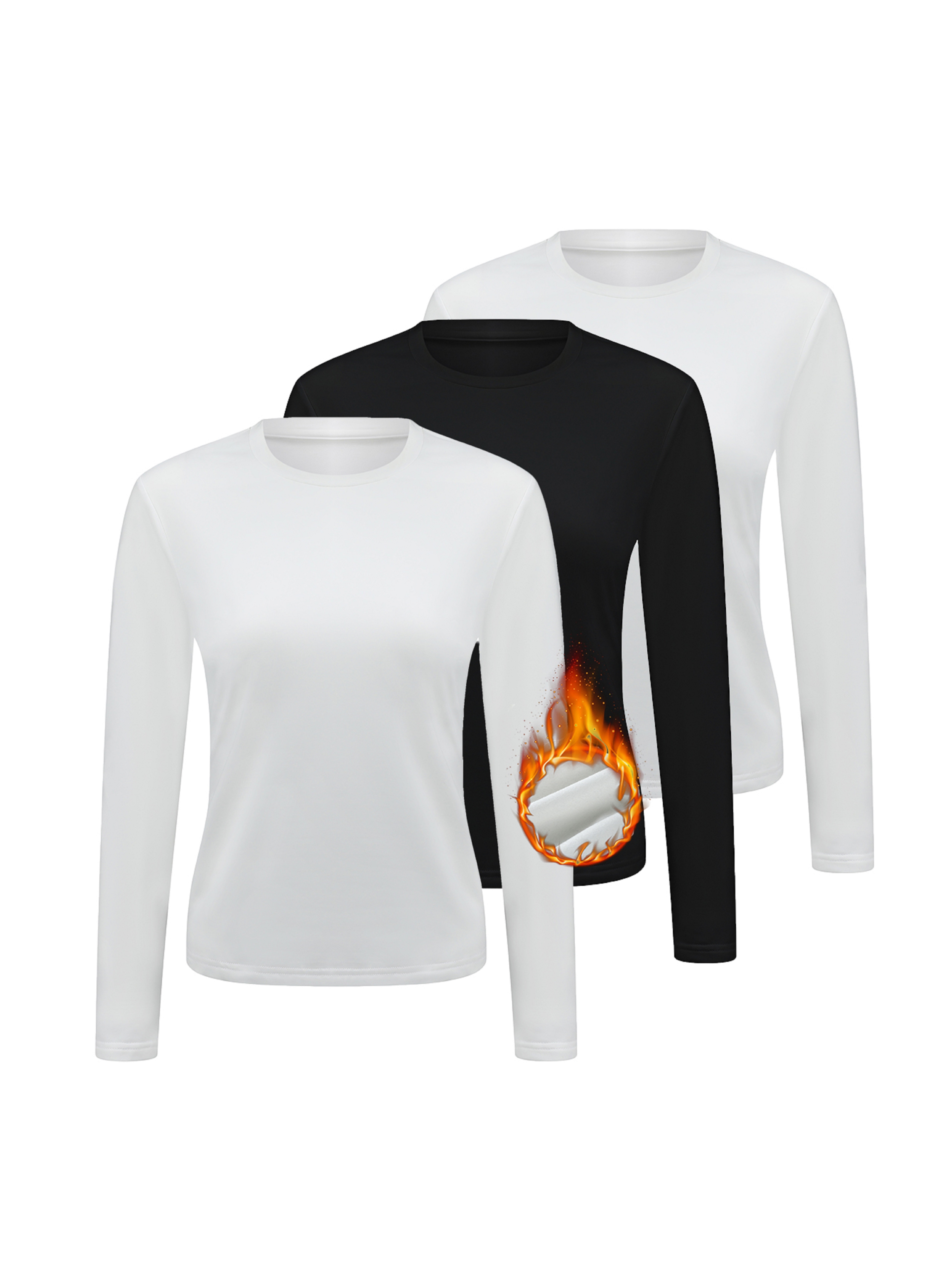 Women's Thermal Tops Long Sleeve Round Neck Thermal Base - Temu