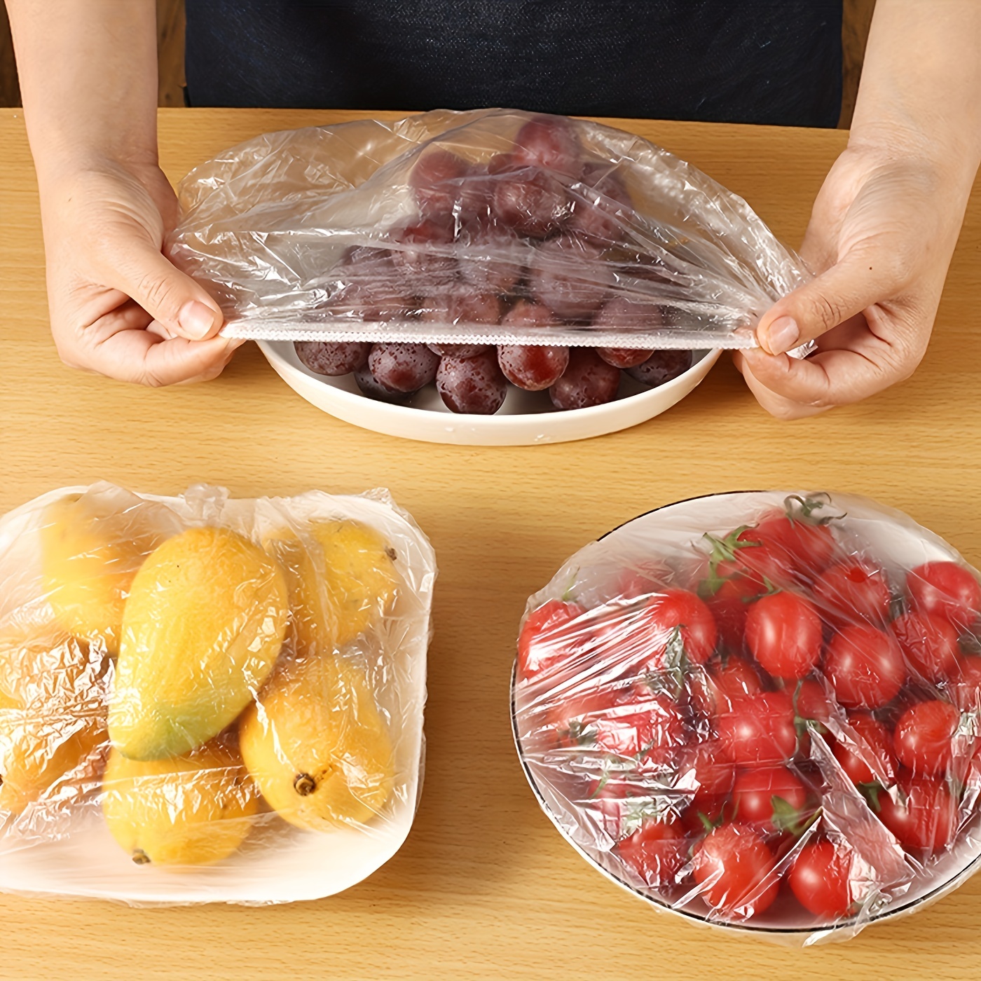 100PCS Disposable Food Cover Plastic Wrap Elastic Food Lids For