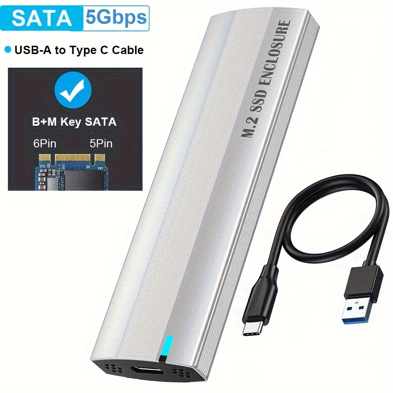 5gbps Sata Enclosure, Sata Ssd To Usb 3.0 Adapter Support Uasp Trim Solid  State Drive External Enclosure For Sata 2242/2260/2280 Ssd - Electronics -  Temu
