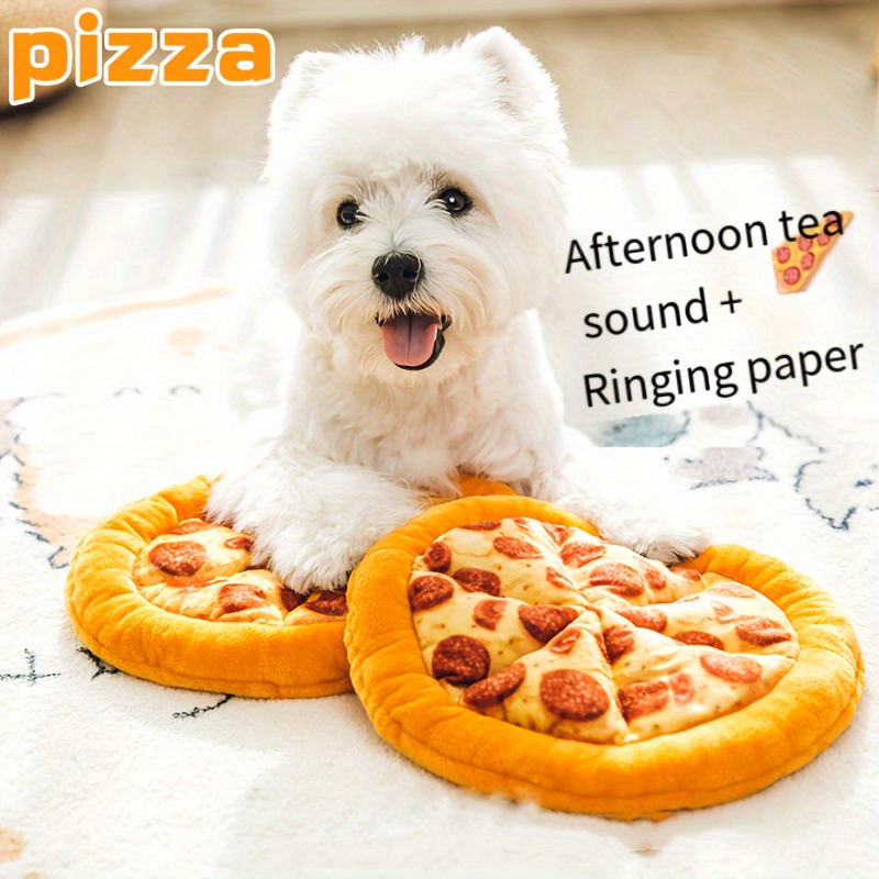 

1pc Pizza/donut Design Pet Grinding Teeth Squeaky Plush Toy, Chewing Toy For Dog Interactive Supply