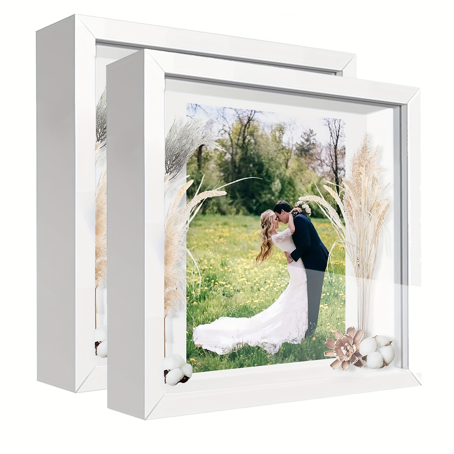 Anhow 2pcs 8x8 Shadow Box Frame Display Case, 3D Picture Frame with  Transparent Glass, Display Case Box for Photos, Memorabilia, Crafts,  Souvenir