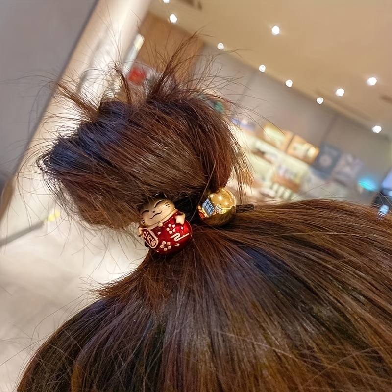 Cute Lucky Cat Hair Ties Cartoon Cat Hair Rings Elastic Ponytail Holders  Girls Women Air Accessories - Temu