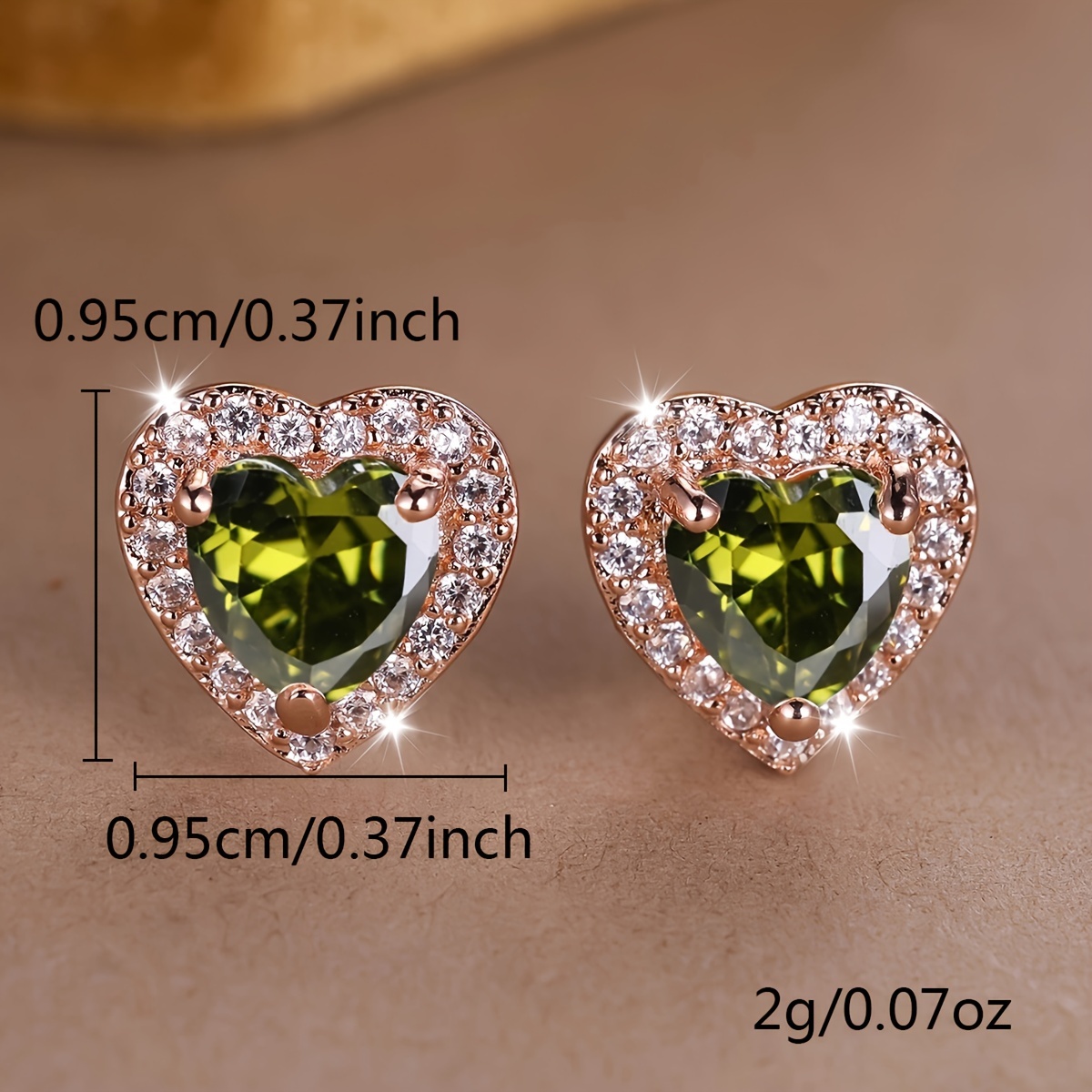 Rose Golden Stud Earrings Multicolor Love Heart Shaped zirconia