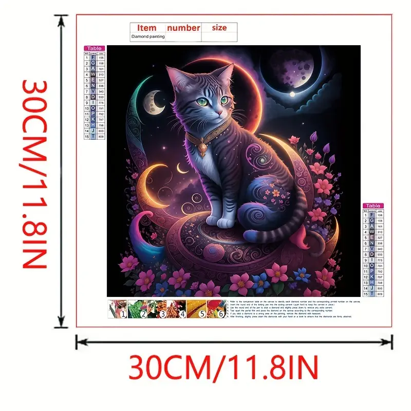 1pc Diamond Painting Kits For Adults Star Dome With Flowers Around Cat  Artificial Diamond Art Painting Kits Full Round Artificial Diamond Dot Art  Pai