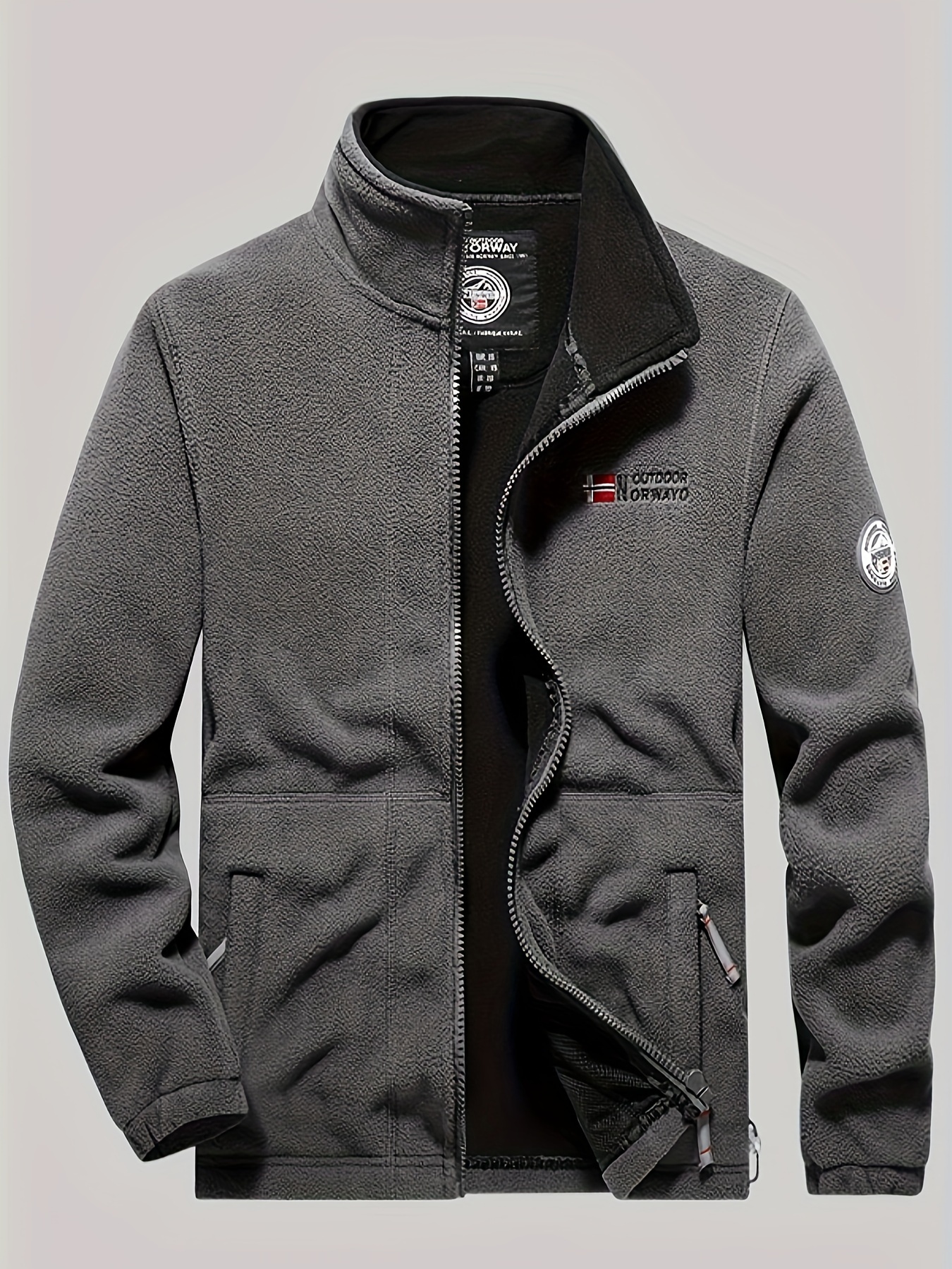 Male Casual Warm Plush Fleece Jacket Comfy Thermal Slightly - Temu Canada