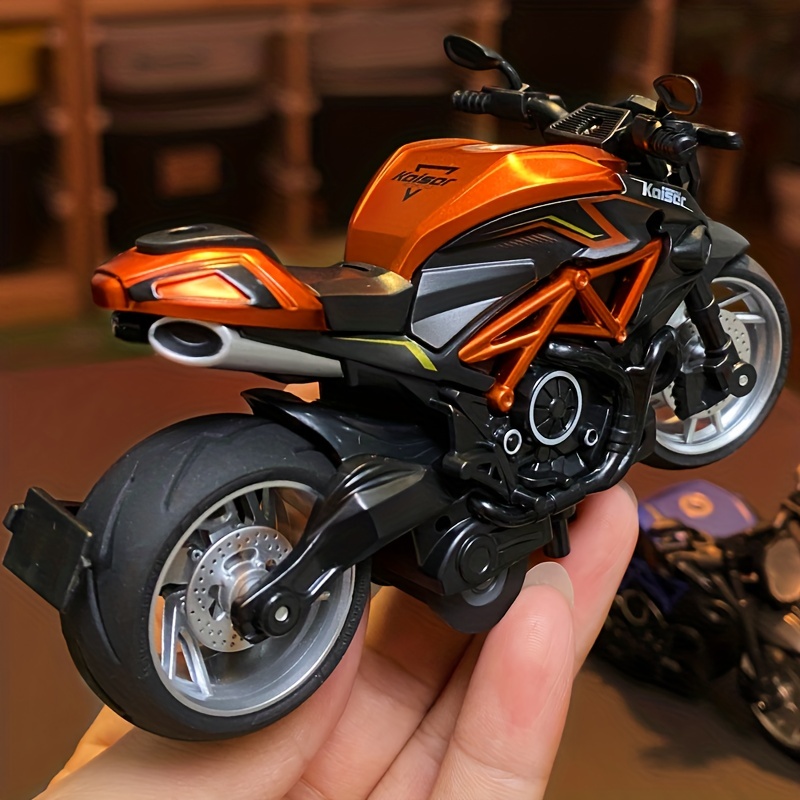 Motocicleta de juguete, juguete de motocicleta con sonidos y luces, juguete  de modelo de motocicleta a escala 1:12 para niños, vehículo de tracción