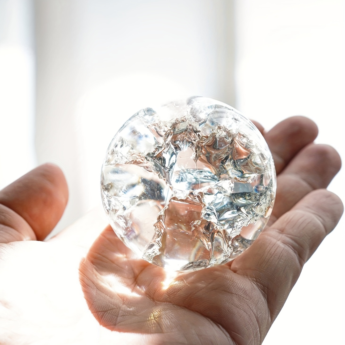 Bola de cristal de vidrio de 60 mm con grietas de hielo y soporte,  accesorios de decoración para el hogar, adorno