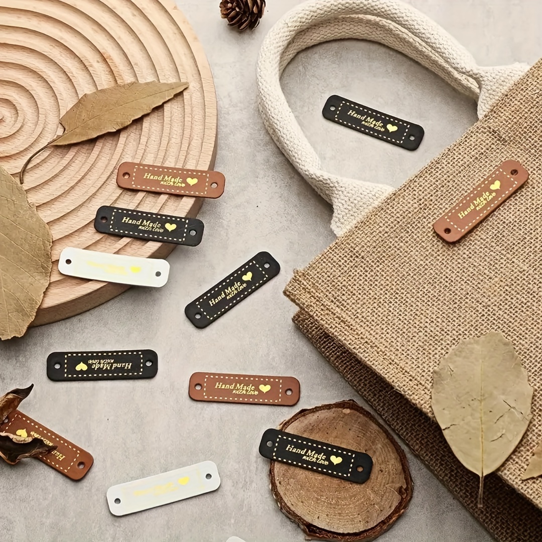 Etiquetas de cuero sintético para manualidades, etiquetas de cuero  personalizadas para artículos de ganchillo, etiquetas de cuero para  artículos de