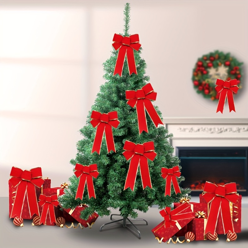 SCARLET Velvet Christmas Tree Bows, Velvet Bows for Christmas Tree