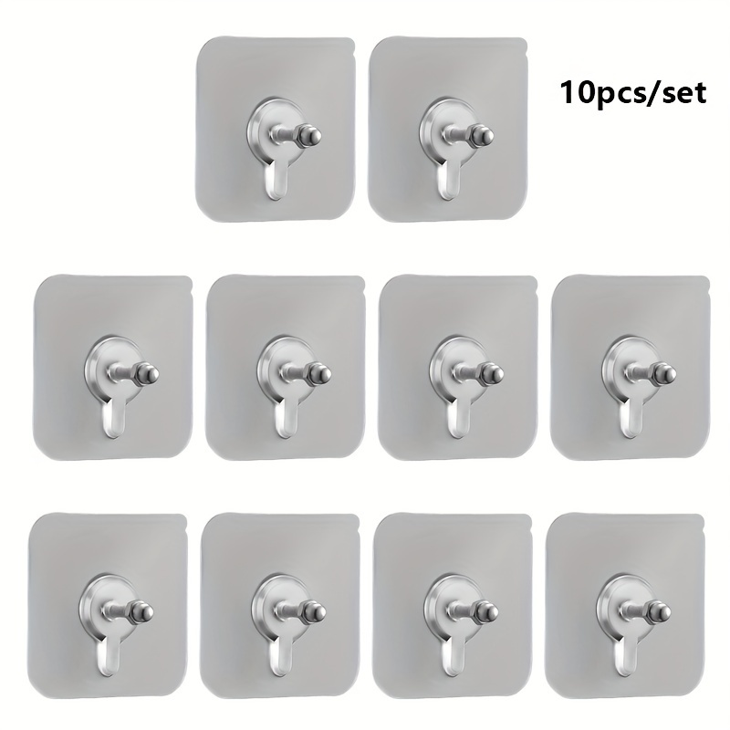 10 Pack Adhesive Wall Mount Screw Hooks, Durable Wall Hooks For Hanging, 2  In 1 Screw Free Sticker For Wall Mount, Adhesive Hooks Heavy Duty For Bathr
