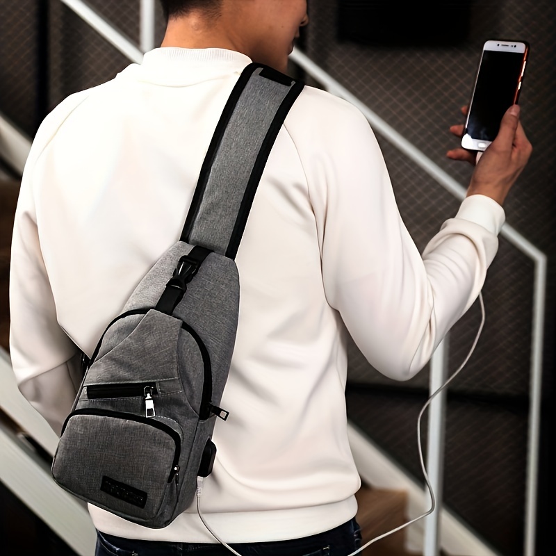 Men's Sling Bag Water Resistant Shoulder Chest Crossbody Bags Sling Backpack  With Usb Charging Port - Temu