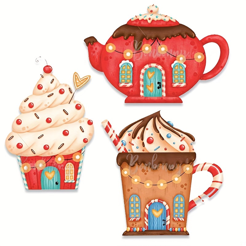 ZFPARTY Christmas Tea Cup Shaker Metal Cutting Dies Stencils for