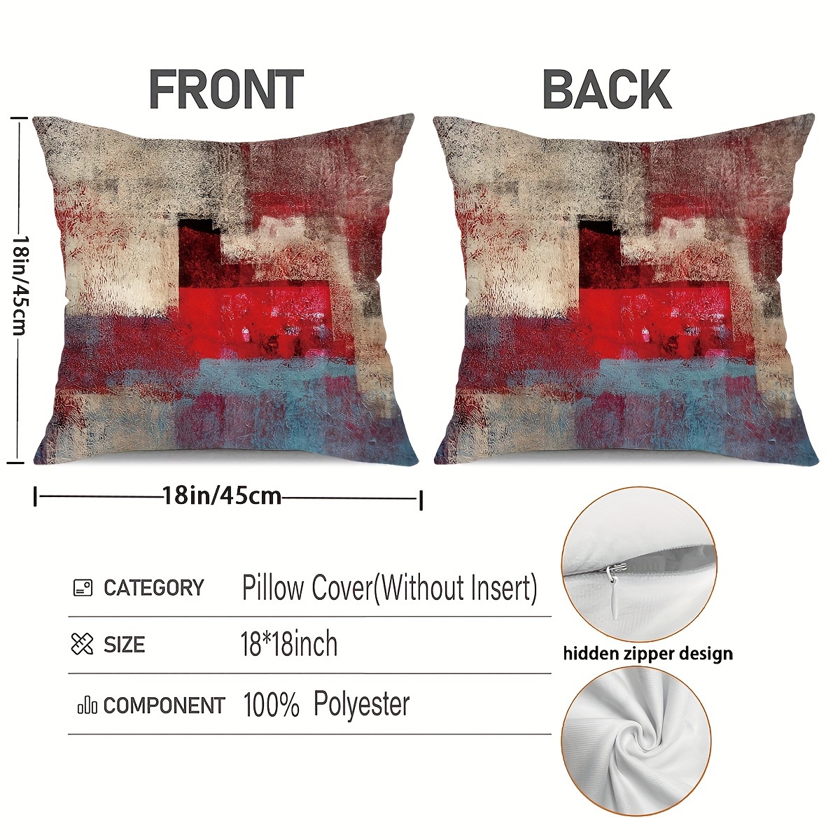 Double-sided Print Vintage Abstract Throw Pillow Covers, Messy Rust  Painting Decorative Pillow Cases Home Decor For Couch Sofa Living Room  Bedroom,,without Pillow Inserts - Temu