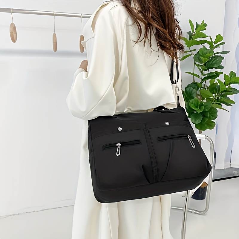 Simple Nylon Crossbody Bag, Multi Pockets Shoulder Bag, Large Capacity  Every Day Purse For Women - Temu