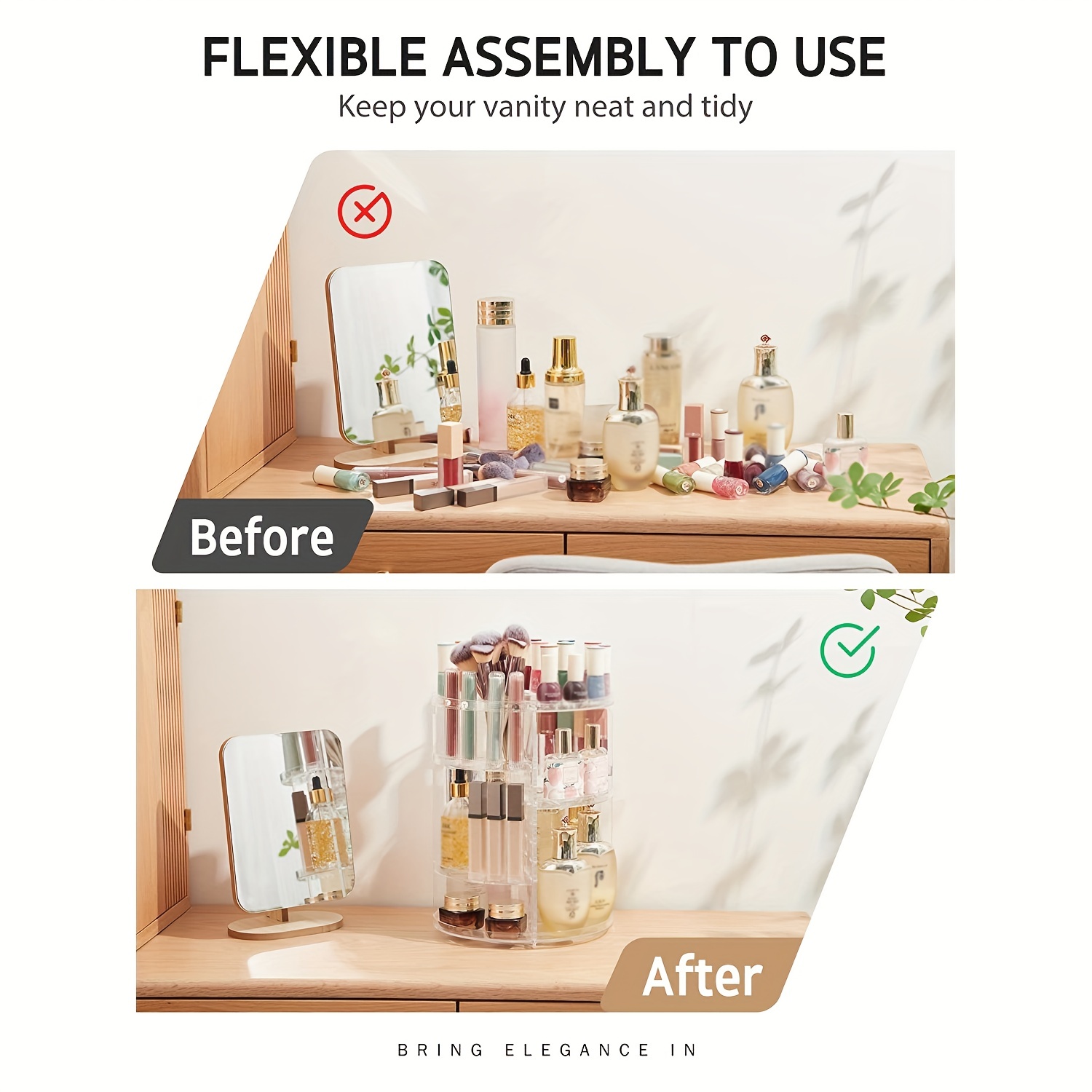360 Rotating Makeup Organizer Adjustable Carousel Spinning Holder