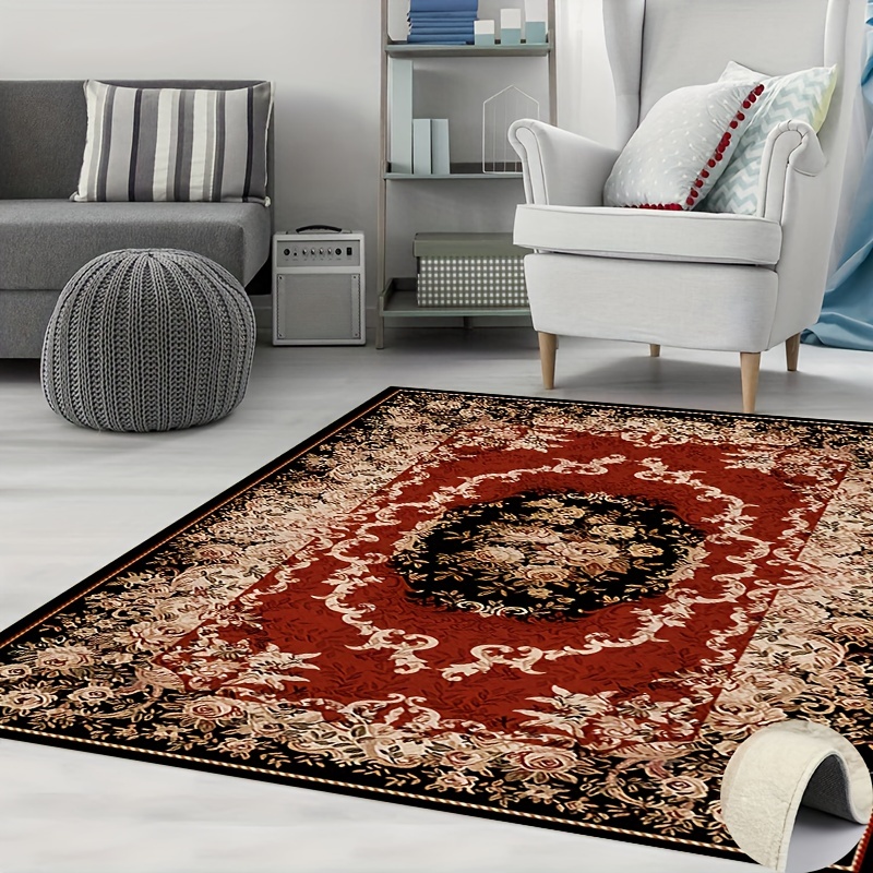 1pc Boho Persian Floral Area Rugs, Super Soft Faux Sheepskin Floor Mat For  Living Room Bedroom Bedside, Easy To Clean, Washable Anti-skid Throw Rugs  For Halloween Decoration, Home Decor, Room